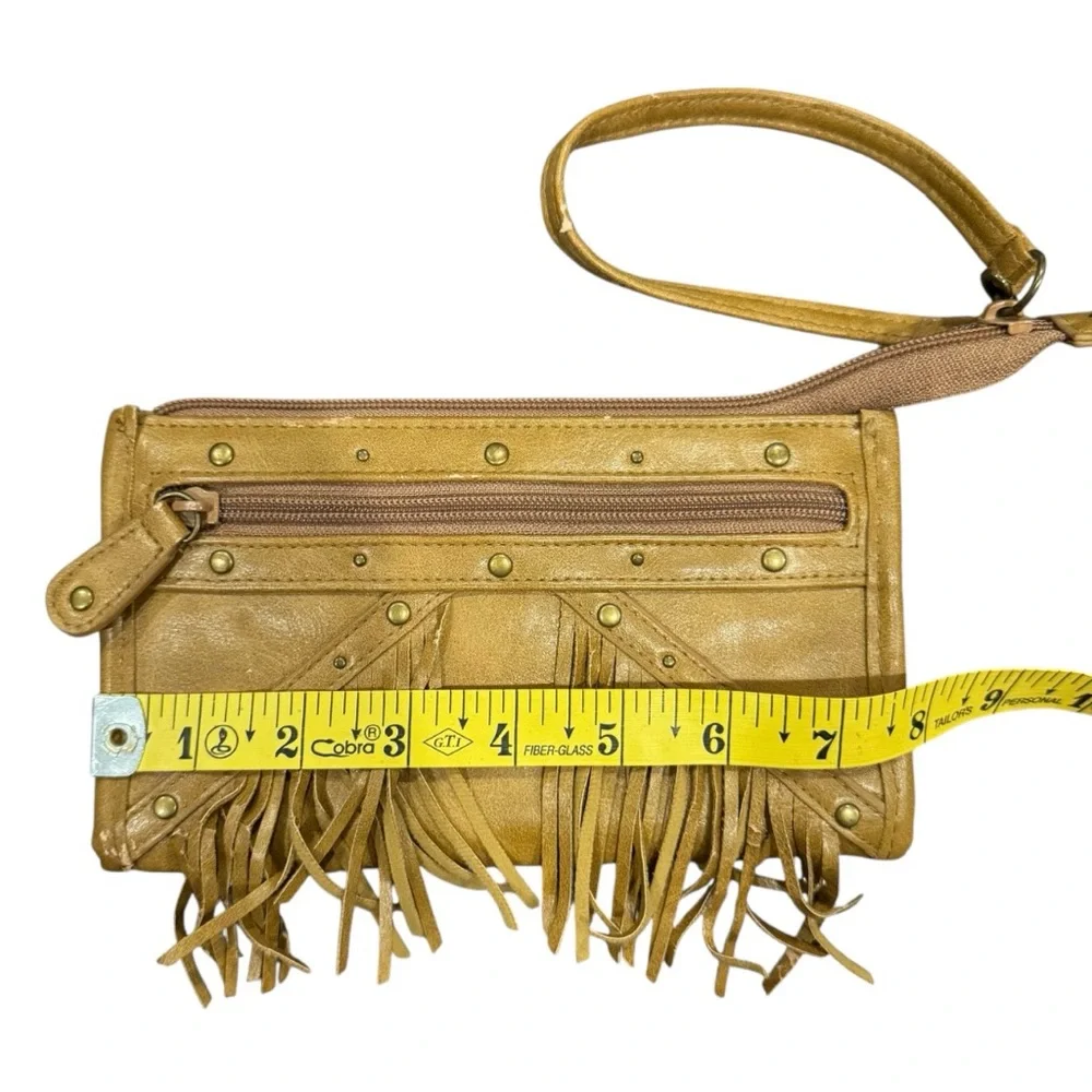Fringed Tan Leather Wristlet